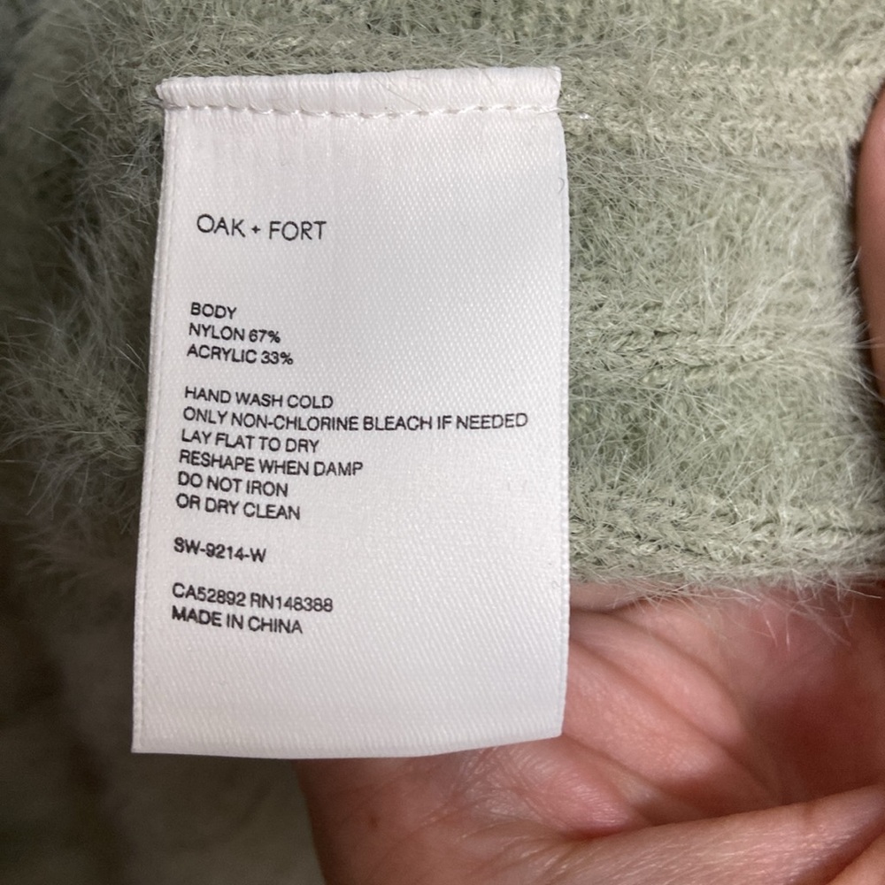 OAK + FORT Green Crew Neck Sweater with Textured Knit - Picture 4 of 4
